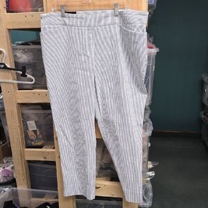 Hilary Radley Size 18 White and Blue Striped Slim Leg Ankle Pants